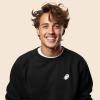 imageDALIX Ghost Embroidered Crewneck Long Sleeve Sweatshirt Fleece MenBlack