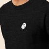 imageDALIX Ghost Embroidered Crewneck Long Sleeve Sweatshirt Fleece MenDark Grey Heather