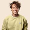 imageDALIX Ghost Embroidered Crewneck Long Sleeve Sweatshirt Fleece MenFrench Vanilla