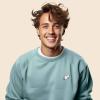 imageDALIX Ghost Embroidered Crewneck Long Sleeve Sweatshirt Fleece MenHeather Blue Lagoon