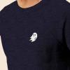 imageDALIX Ghost Embroidered Crewneck Long Sleeve Sweatshirt Fleece MenHeather Navy