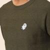 imageDALIX Ghost Embroidered Crewneck Long Sleeve Sweatshirt Fleece MenHeather Olive