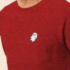 imageDALIX Ghost Embroidered Crewneck Long Sleeve Sweatshirt Fleece MenHeather Red