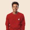 imageDALIX Ghost Embroidered Crewneck Long Sleeve Sweatshirt Fleece MenHeather Red