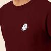 imageDALIX Ghost Embroidered Crewneck Long Sleeve Sweatshirt Fleece MenMaroon