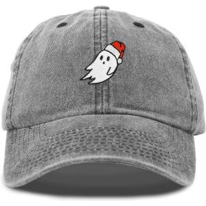 imageDALIX Christmas Ghost Embroidered Baseball Dad CapWashed Black