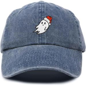 imageDALIX Christmas Ghost Embroidered Baseball Dad CapWashed Navy Blue