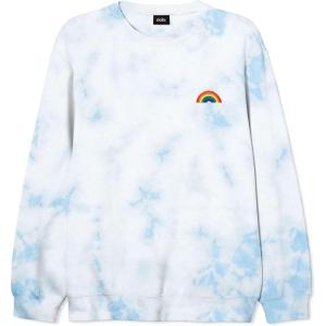 imageDALIX Embroidered Rainbow Long Sleeve Tie Dye Pullover Fleece Crewneck Sweatshirt Sweater MenBlue