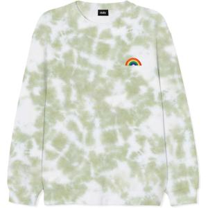imageDALIX Embroidered Rainbow Long Sleeve Tie Dye Pullover Fleece Crewneck Sweatshirt Sweater MenOlive