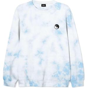 imageDALIX Embroidered Yin Yang Long Sleeve Tie Dye Pullover Fleece Crewneck Sweatshirt Sweater MenBlue