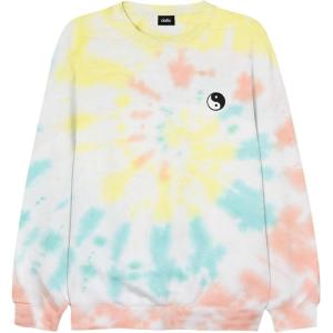 imageDALIX Embroidered Yin Yang Long Sleeve Tie Dye Pullover Fleece Crewneck Sweatshirt Sweater MenRainbow