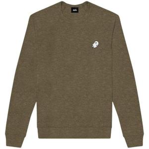 imageDALIX Ghost Embroidered Crewneck Long Sleeve Sweatshirt Fleece MenHeather Olive