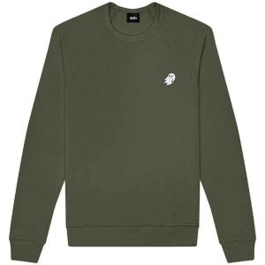 imageDALIX Ghost Embroidered Crewneck Long Sleeve Sweatshirt Fleece MenMilitary Green