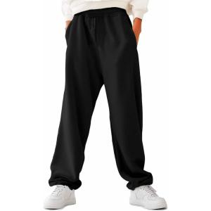 imageDALIX Ghost Embroidered Straight Leg Fleece Sweatpant Sweats Soft Warm MensBlack