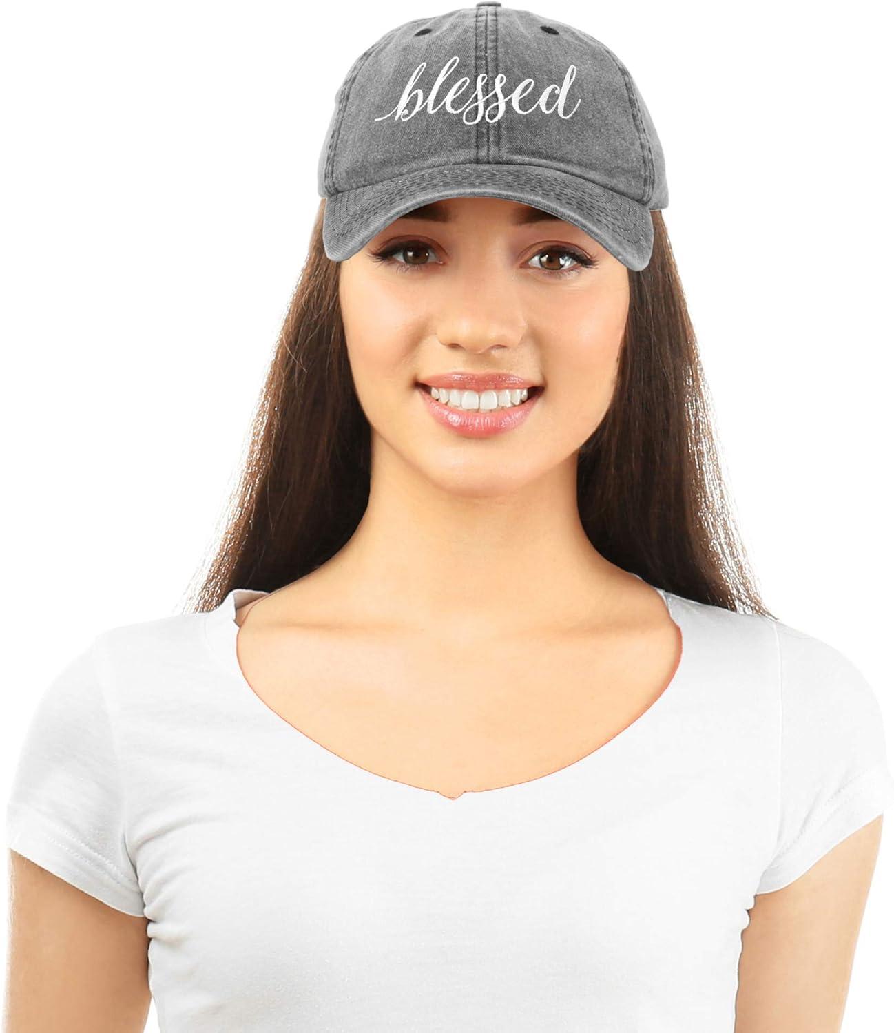 imageDALIX Blessed Womens Baseball Cap Soft Cotton Dad HatWashed Denim Black