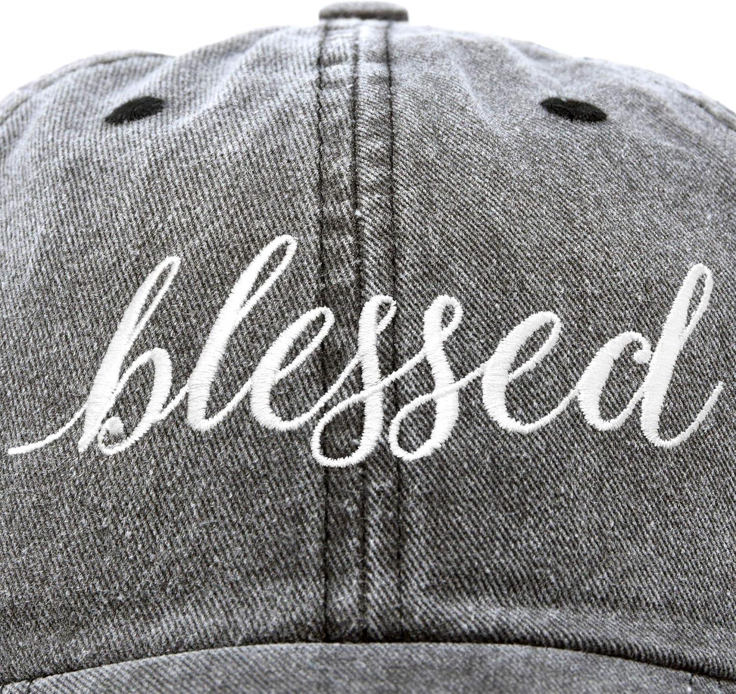 imageDALIX Blessed Womens Baseball Cap Soft Cotton Dad HatWashed Denim Black