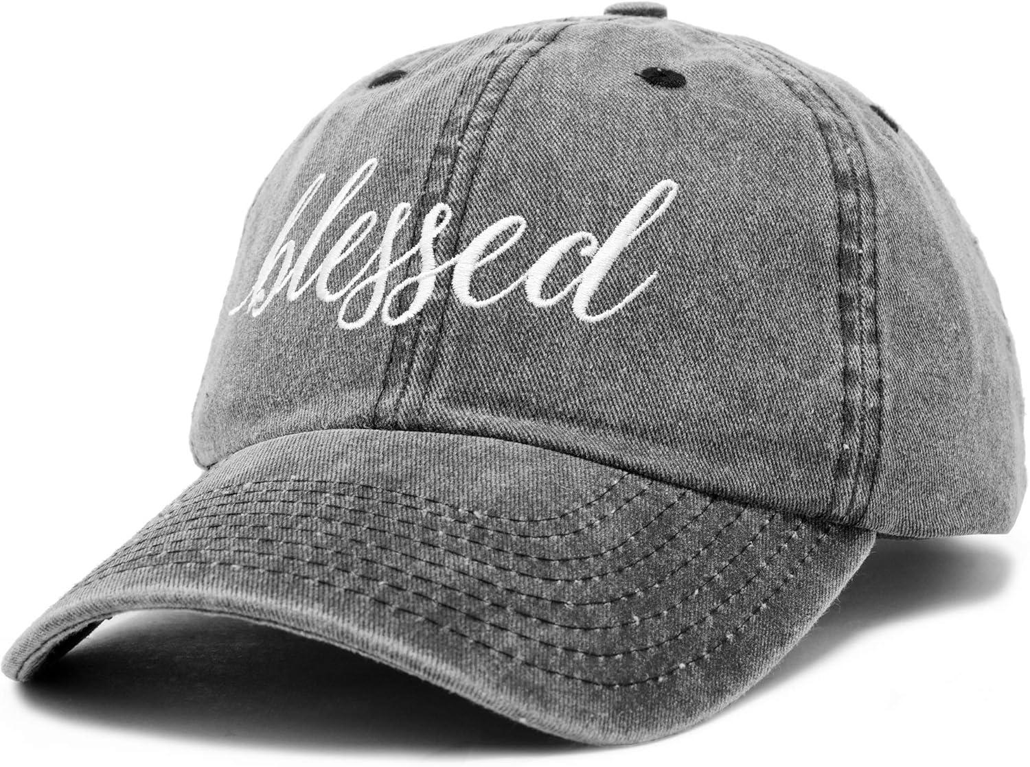 imageDALIX Blessed Womens Baseball Cap Soft Cotton Dad HatWashed Denim Black
