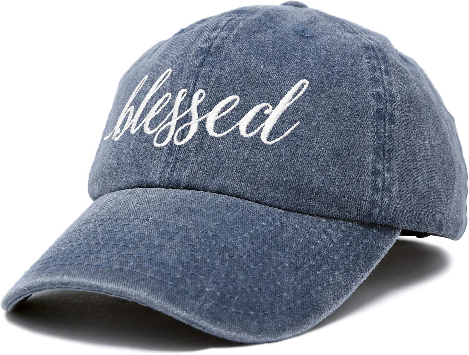 imageDALIX Blessed Womens Baseball Cap Soft Cotton Dad HatWashed Denim Navy Blue