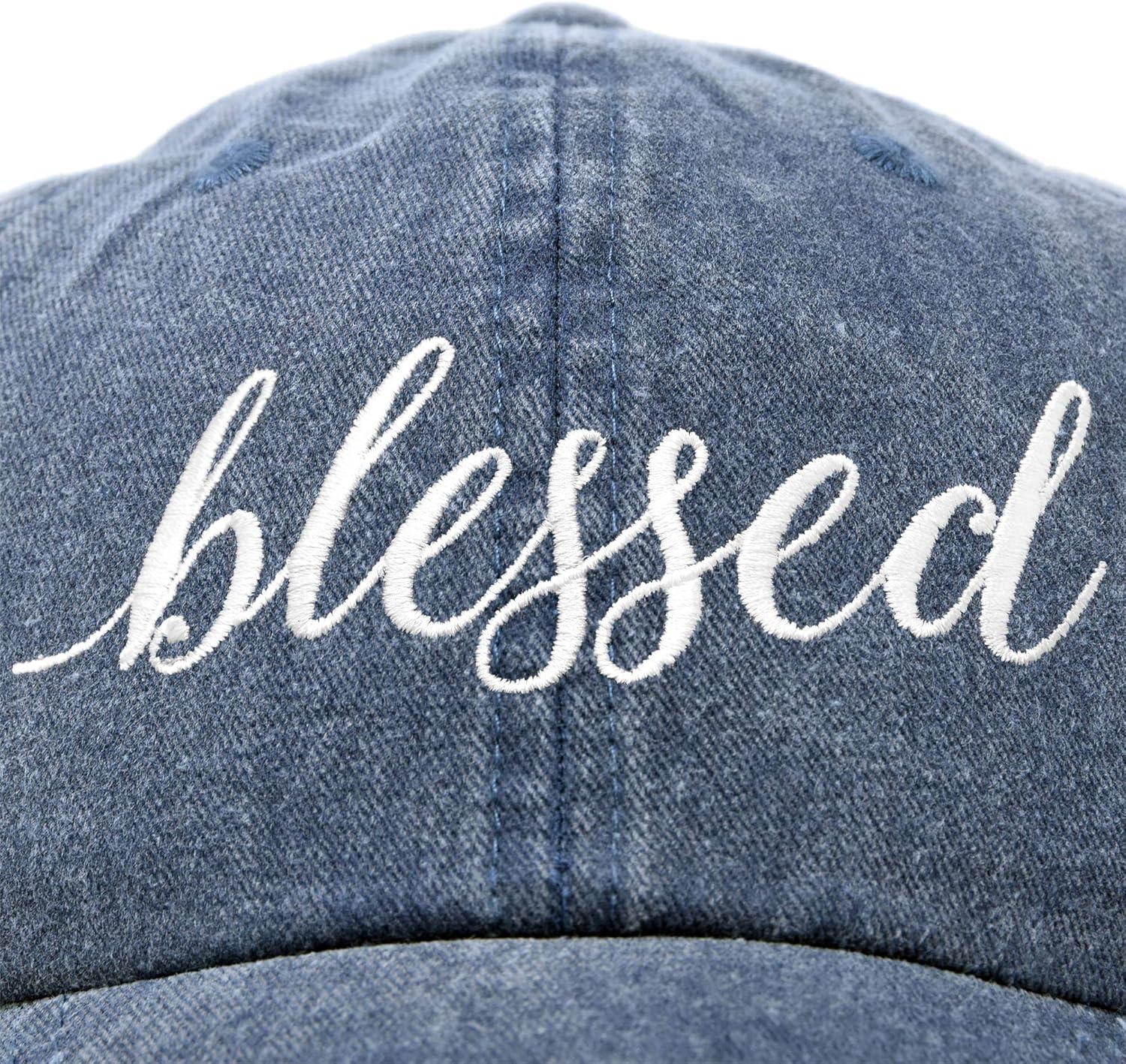imageDALIX Blessed Womens Baseball Cap Soft Cotton Dad HatWashed Denim Navy Blue