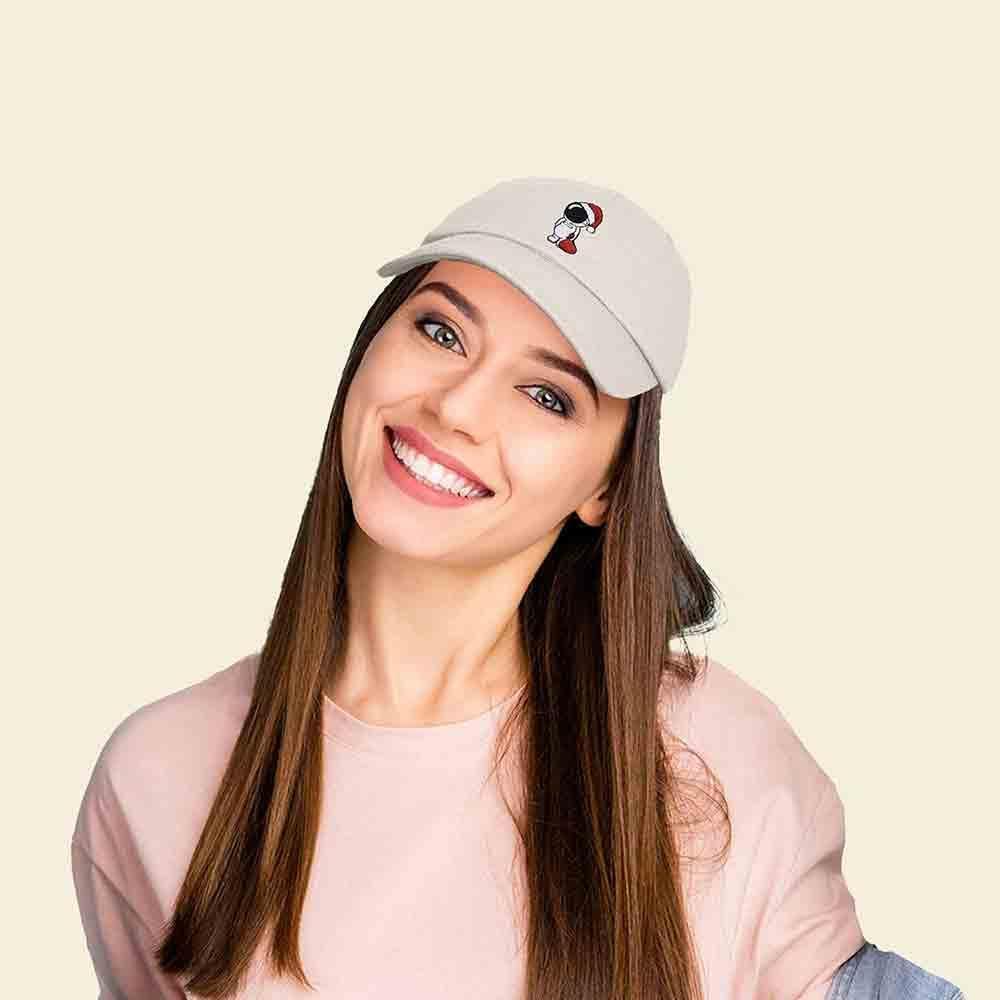 imageDALIX Christmas Astronaut Embroidered Dad Hat Xmas Cotton Baseball Cap WomenBeige