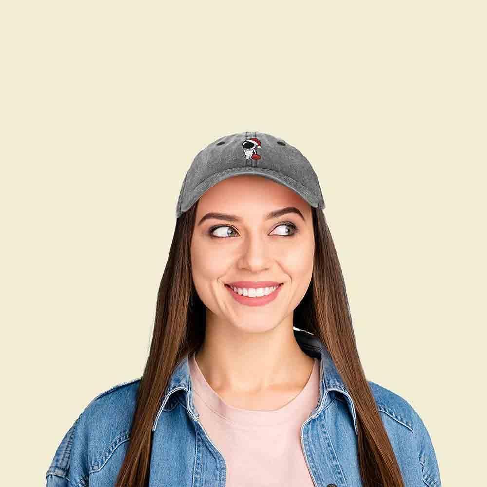 imageDALIX Christmas Astronaut Embroidered Dad Hat Xmas Cotton Baseball Cap WomenWashed Black