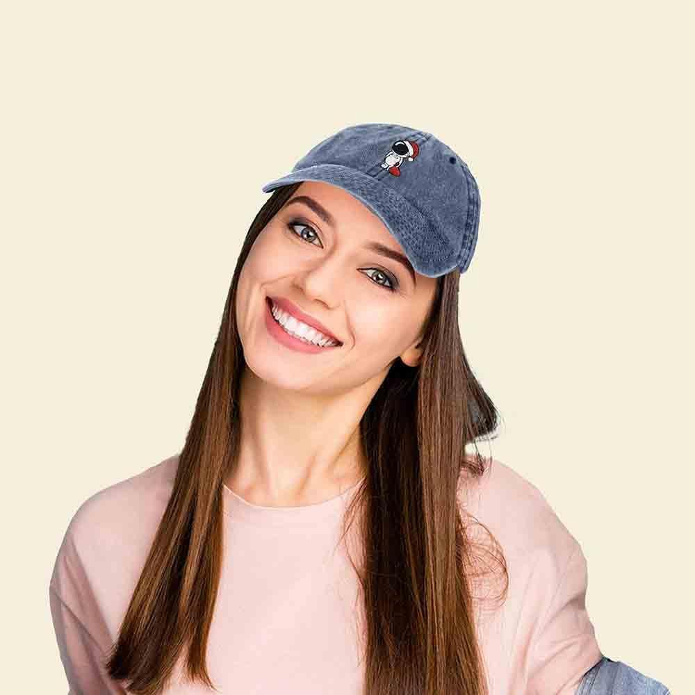 imageDALIX Christmas Astronaut Embroidered Dad Hat Xmas Cotton Baseball Cap WomenWashed Navy Blue