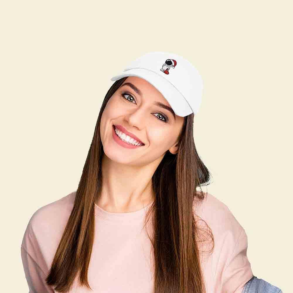 imageDALIX Christmas Astronaut Embroidered Dad Hat Xmas Cotton Baseball Cap WomenWhite