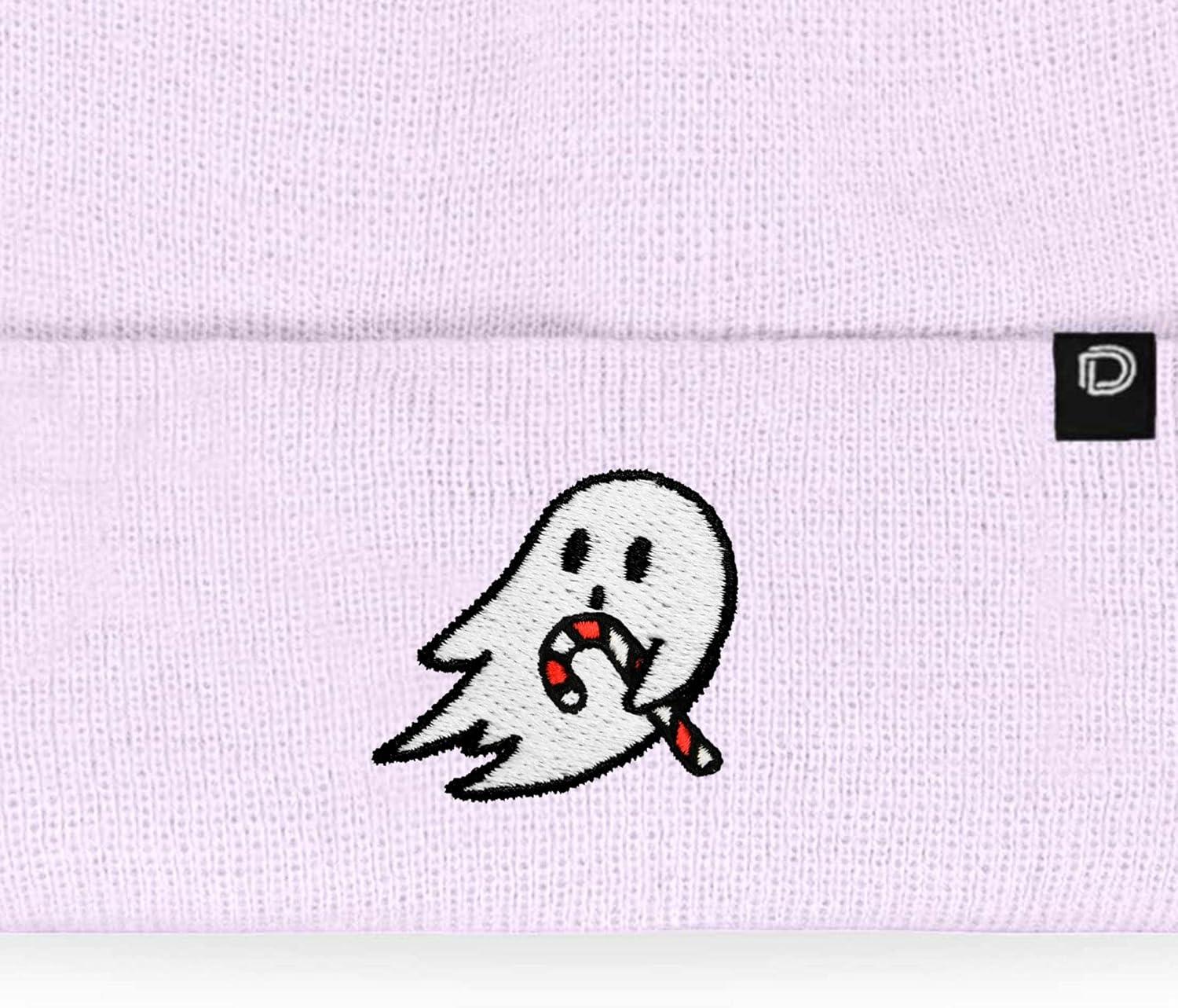 imageDALIX Embroidered Candy Cane Ghost Christmas BeanieLavender