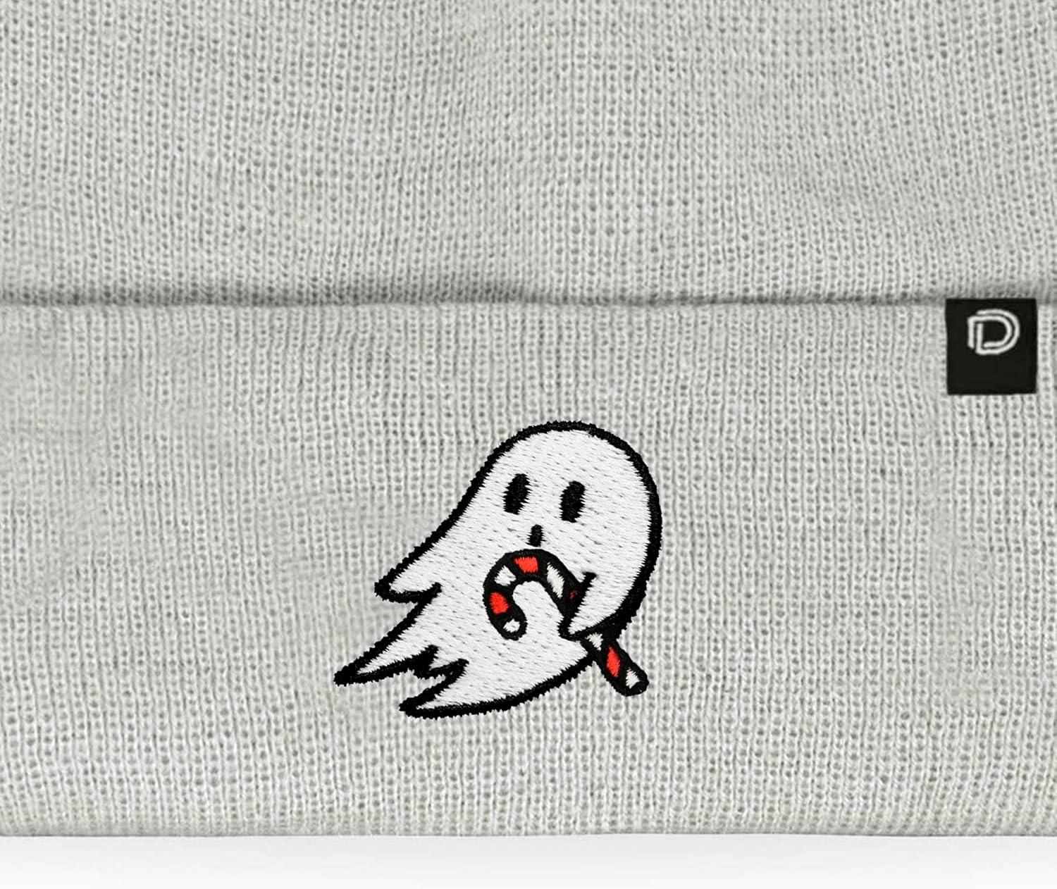 imageDALIX Embroidered Candy Cane Ghost Christmas BeanieLight Gray