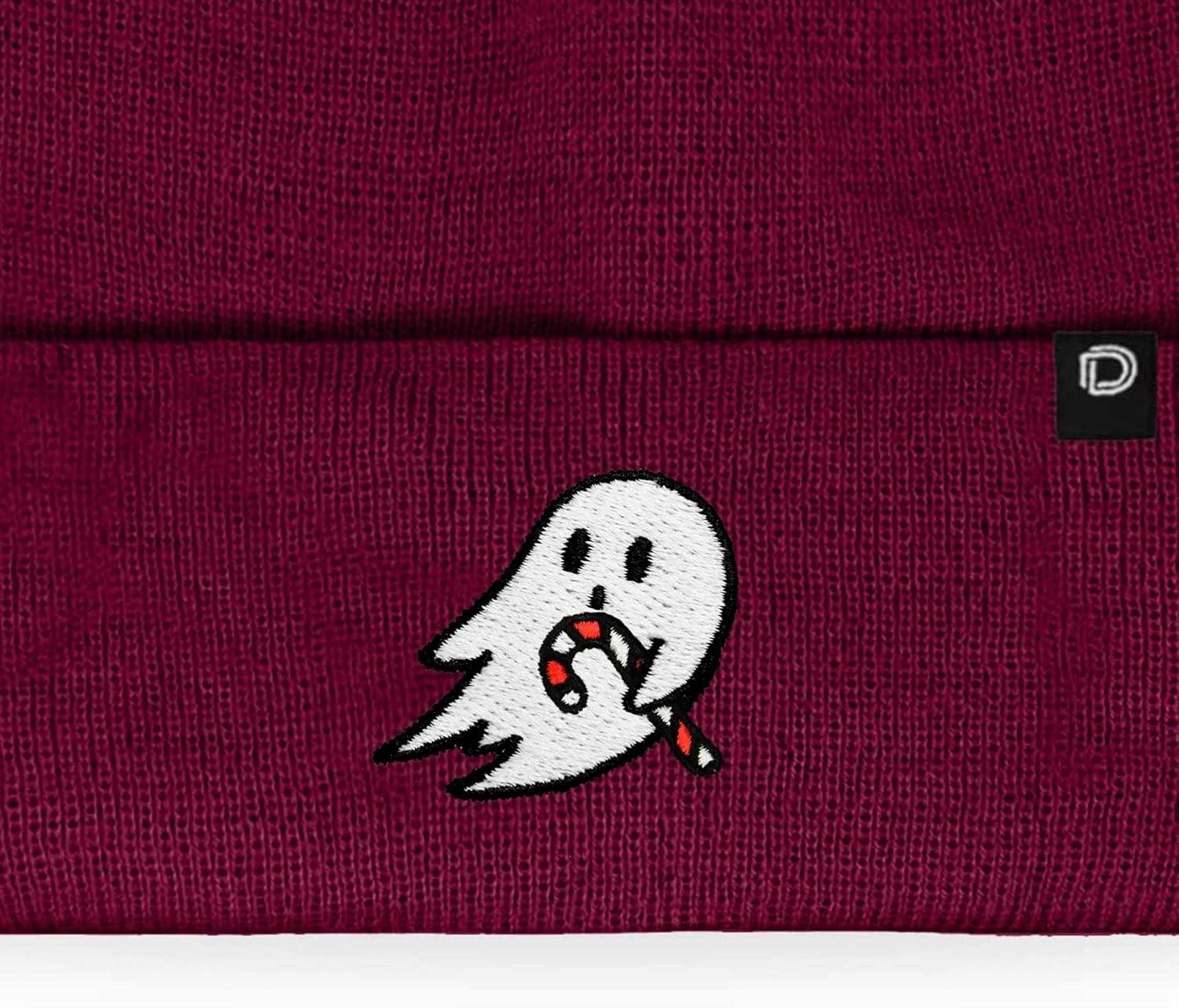 imageDALIX Embroidered Candy Cane Ghost Christmas BeanieMaroon