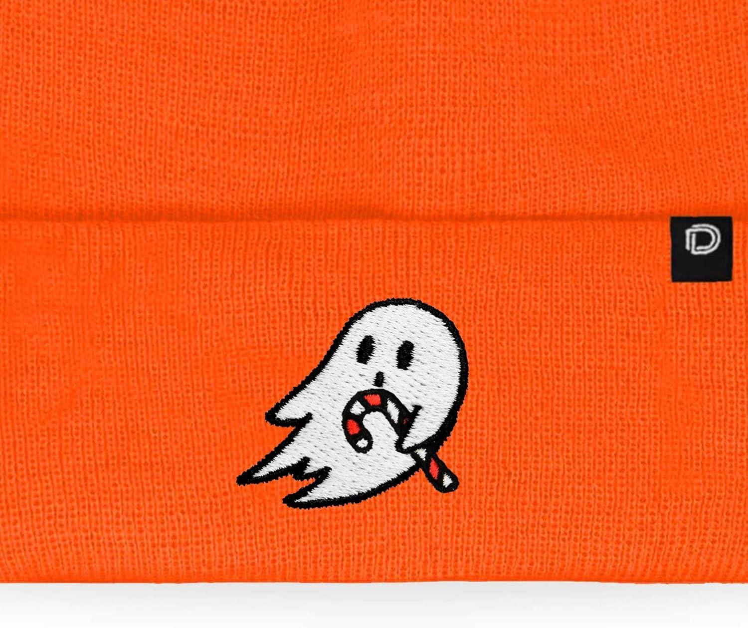 imageDALIX Embroidered Candy Cane Ghost Christmas BeanieNeon Orange