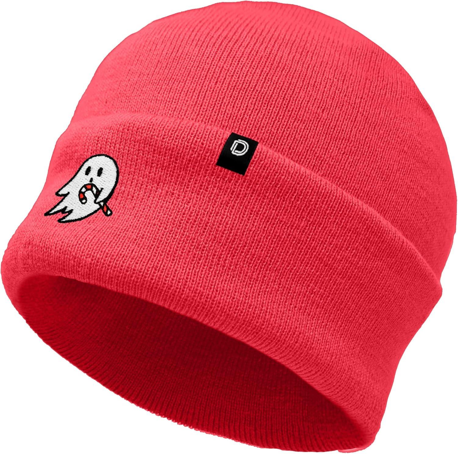 imageDALIX Embroidered Candy Cane Ghost Christmas BeanieNeon Pink