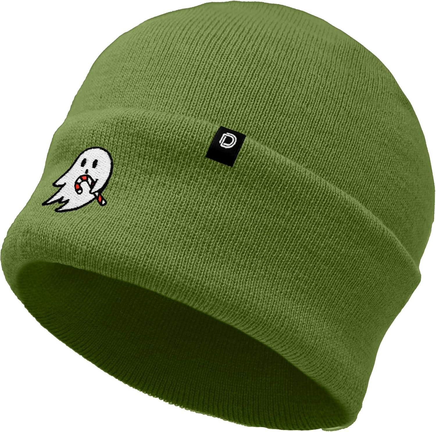 imageDALIX Embroidered Candy Cane Ghost Christmas BeanieOlive
