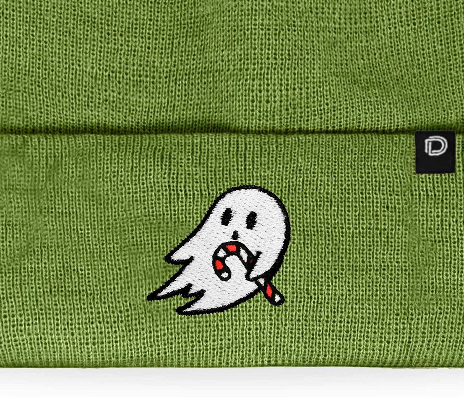 imageDALIX Embroidered Candy Cane Ghost Christmas BeanieOlive