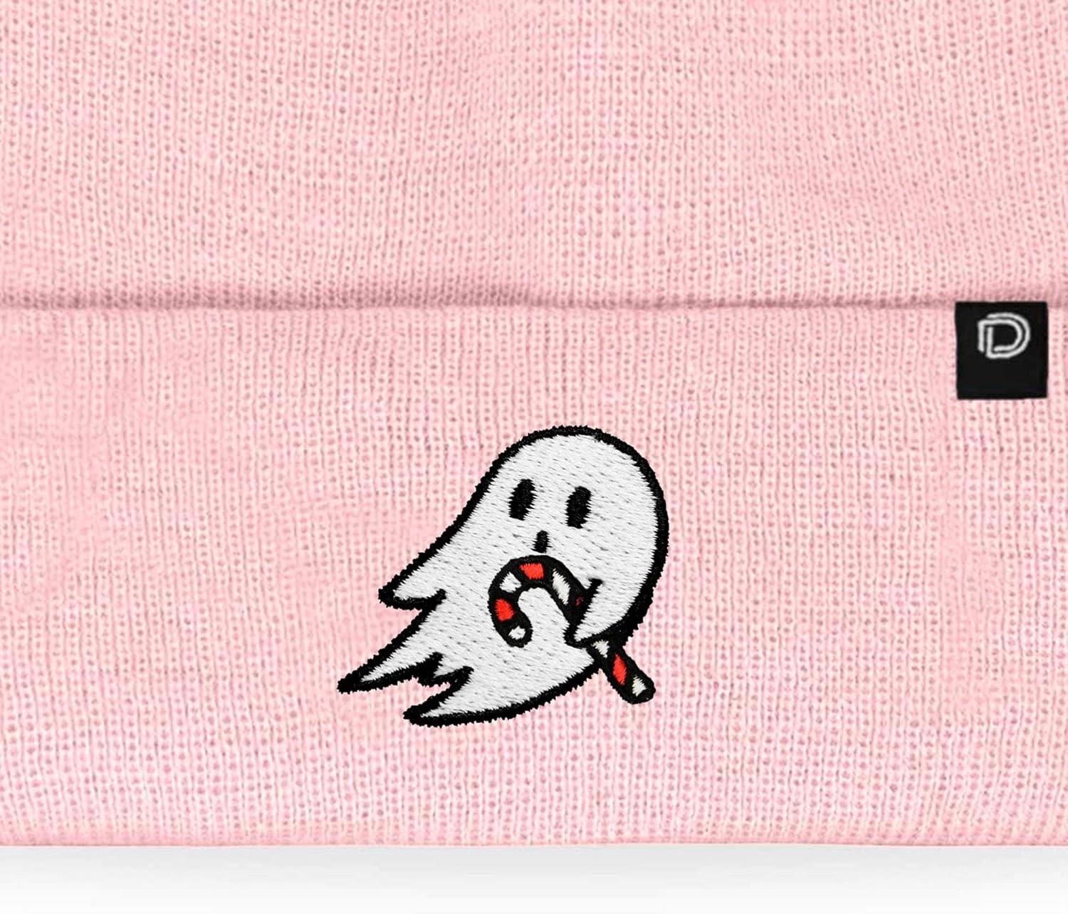 imageDALIX Embroidered Candy Cane Ghost Christmas BeaniePink