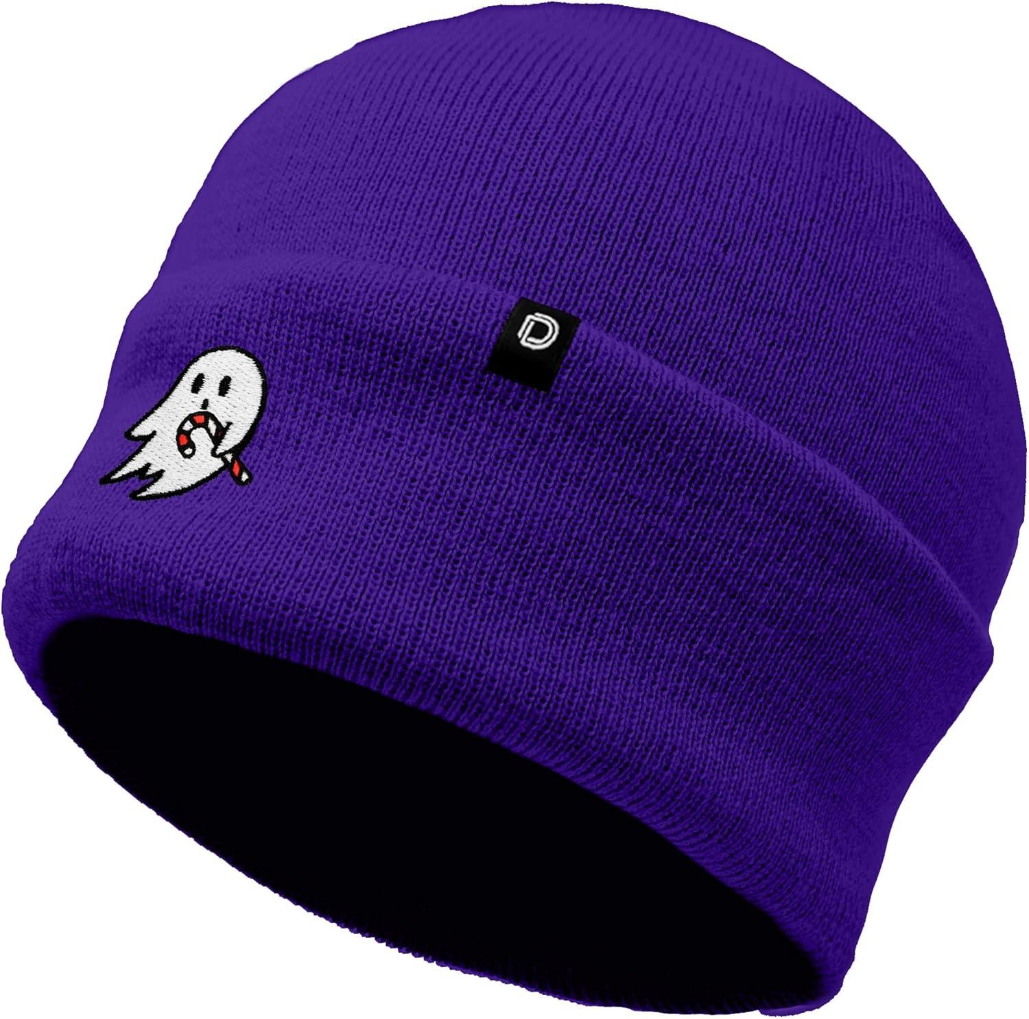 imageDALIX Embroidered Candy Cane Ghost Christmas BeaniePurple