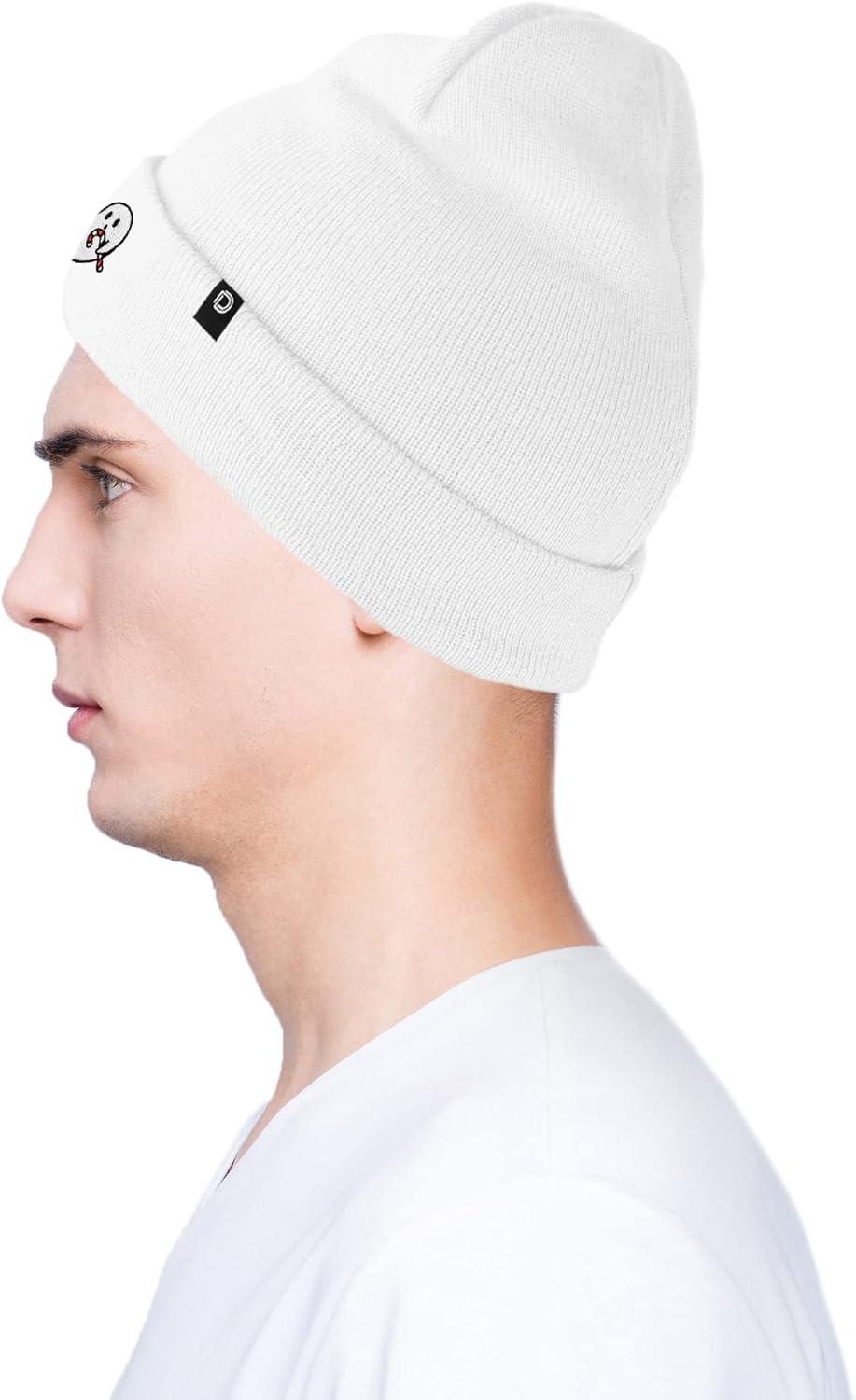 imageDALIX Embroidered Candy Cane Ghost Christmas BeanieWhite