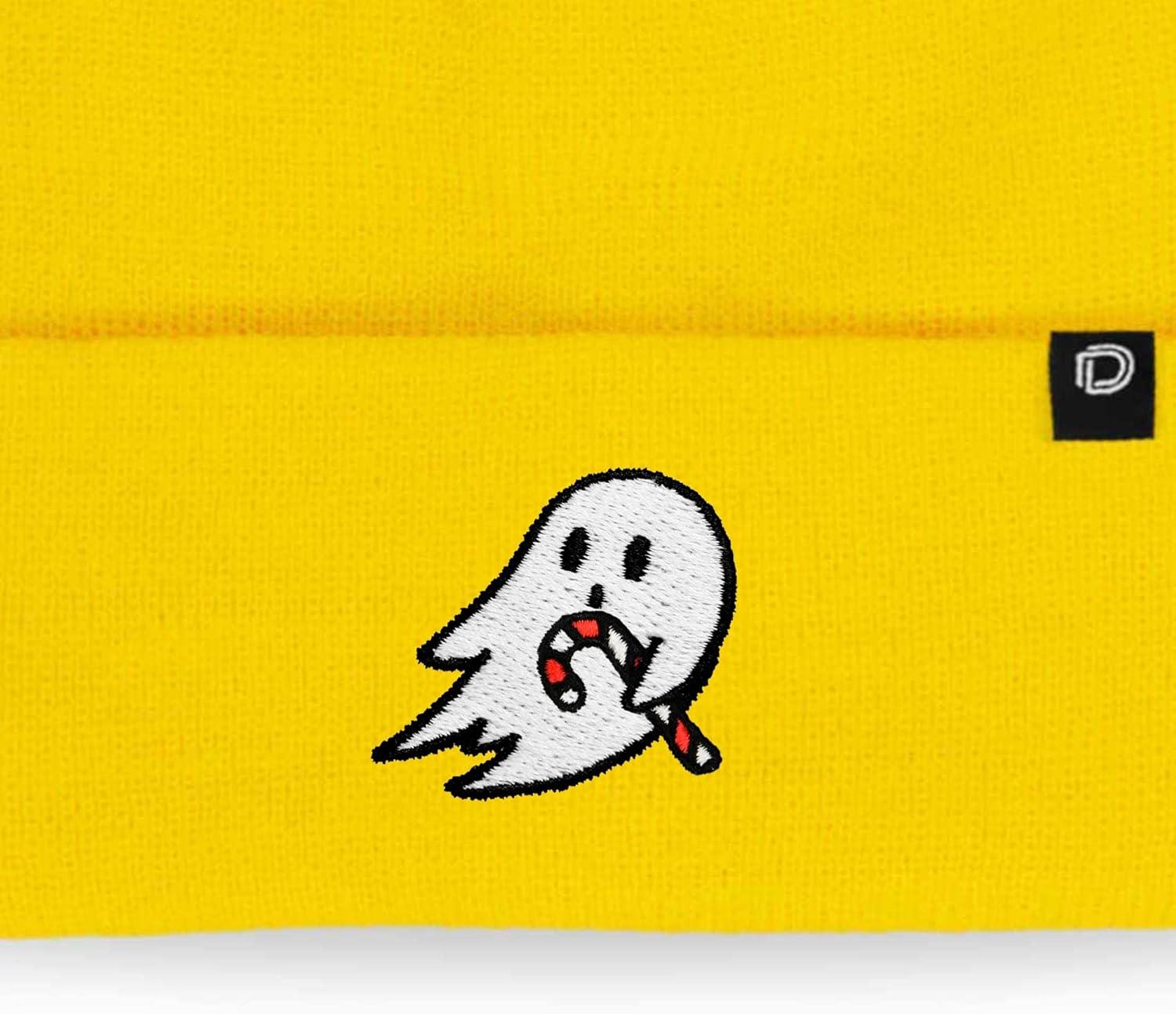 imageDALIX Embroidered Candy Cane Ghost Christmas BeanieYellow