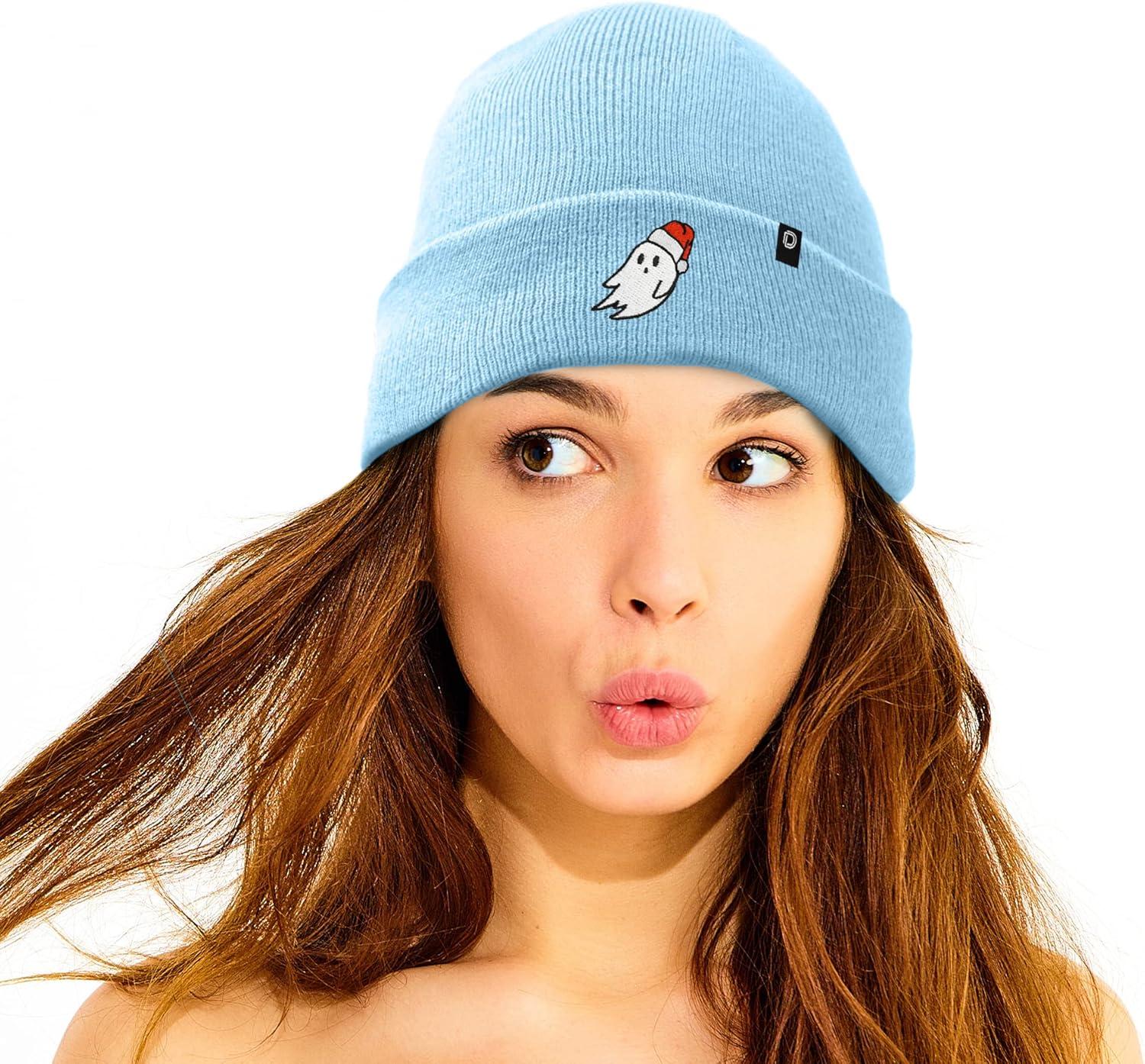imageDALIX Embroidered Christmas Ghost Beanie Skull CapBaby Blue