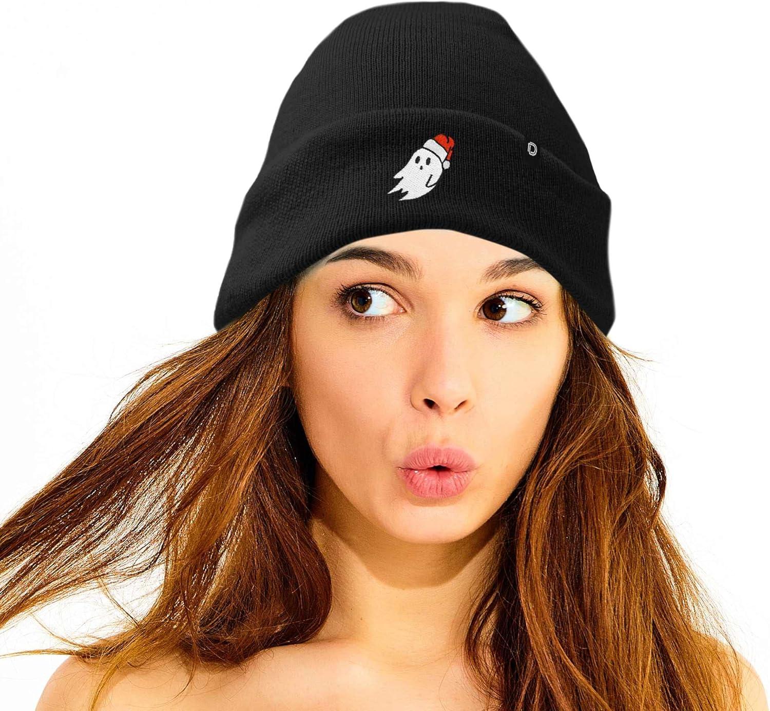 imageDALIX Embroidered Christmas Ghost Beanie Skull CapBlack