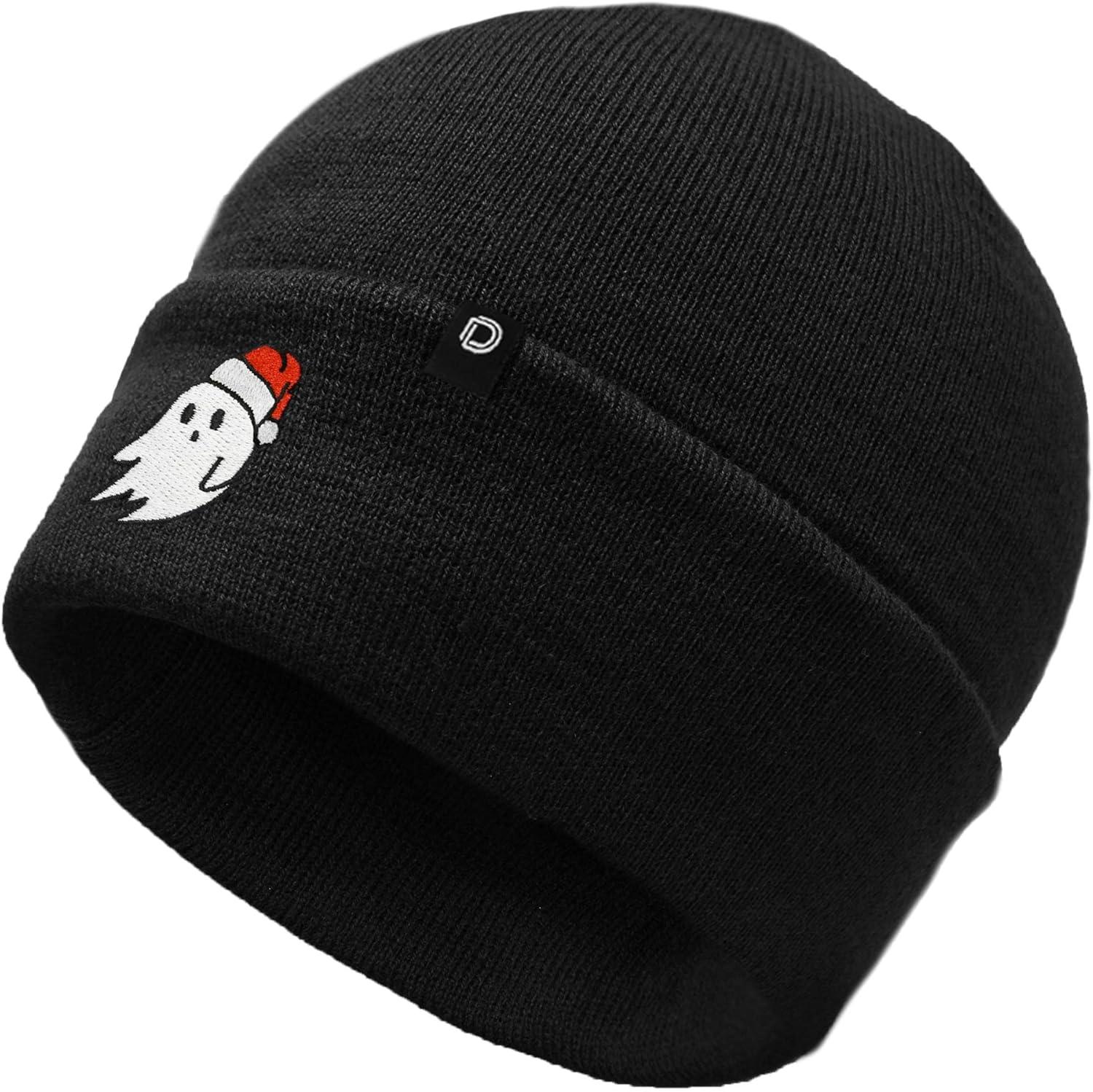 imageDALIX Embroidered Christmas Ghost Beanie Skull CapBlack