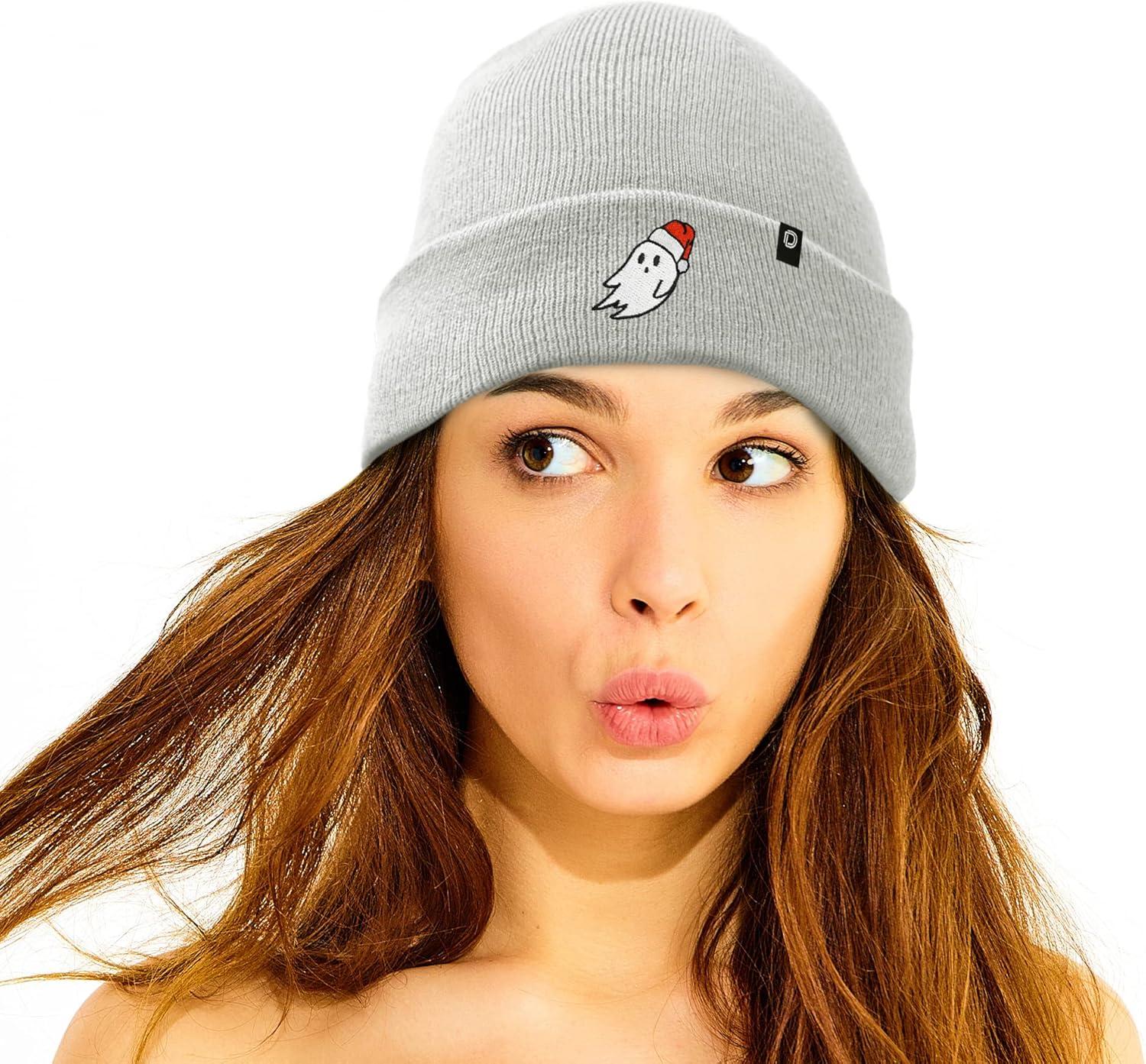 imageDALIX Embroidered Christmas Ghost Beanie Skull CapLight Gray