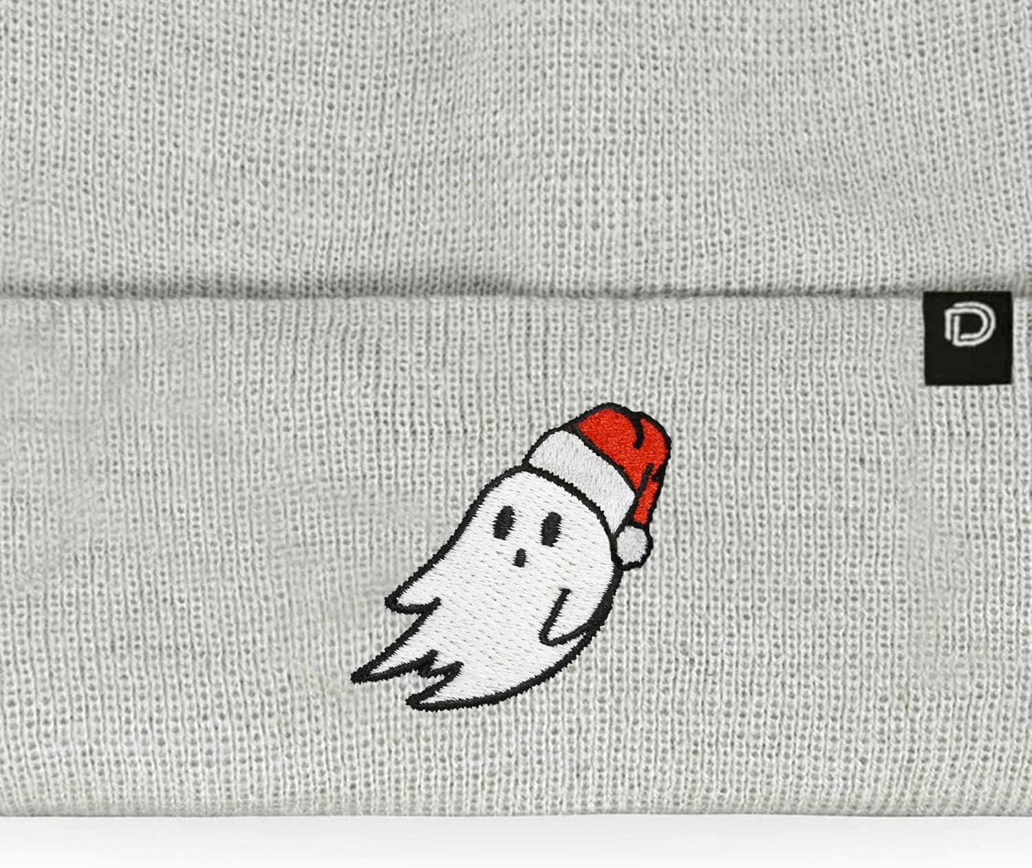 imageDALIX Embroidered Christmas Ghost Beanie Skull CapLight Gray