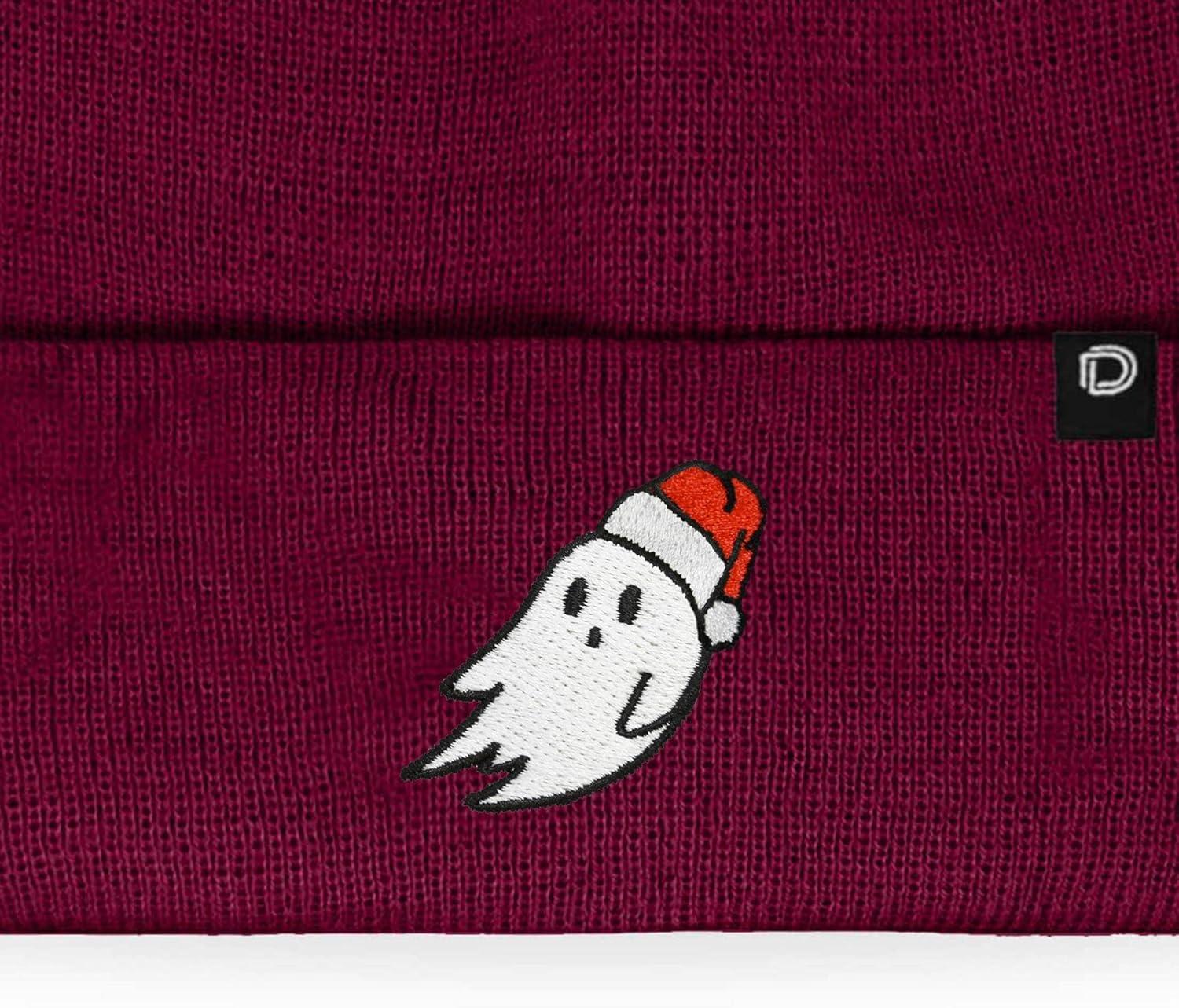 imageDALIX Embroidered Christmas Ghost Beanie Skull CapMaroon