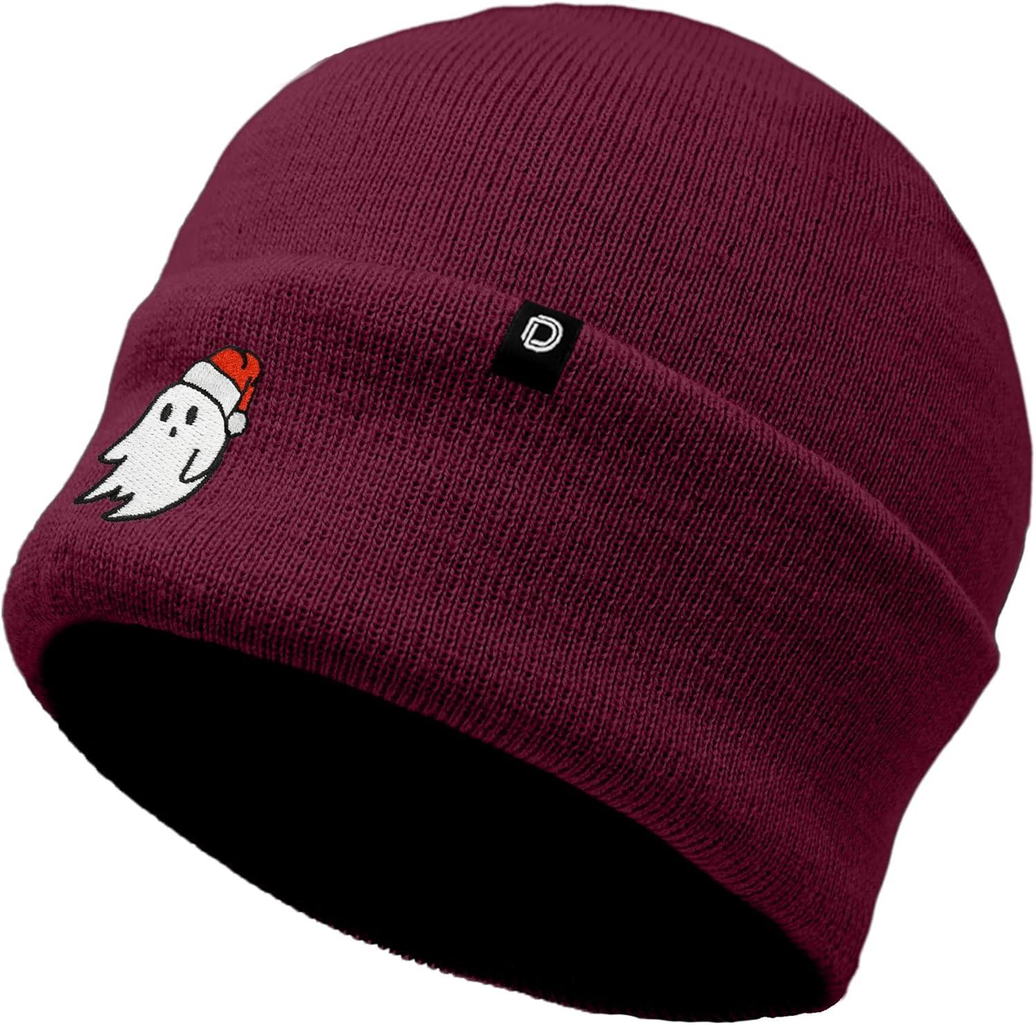 imageDALIX Embroidered Christmas Ghost Beanie Skull CapMaroon