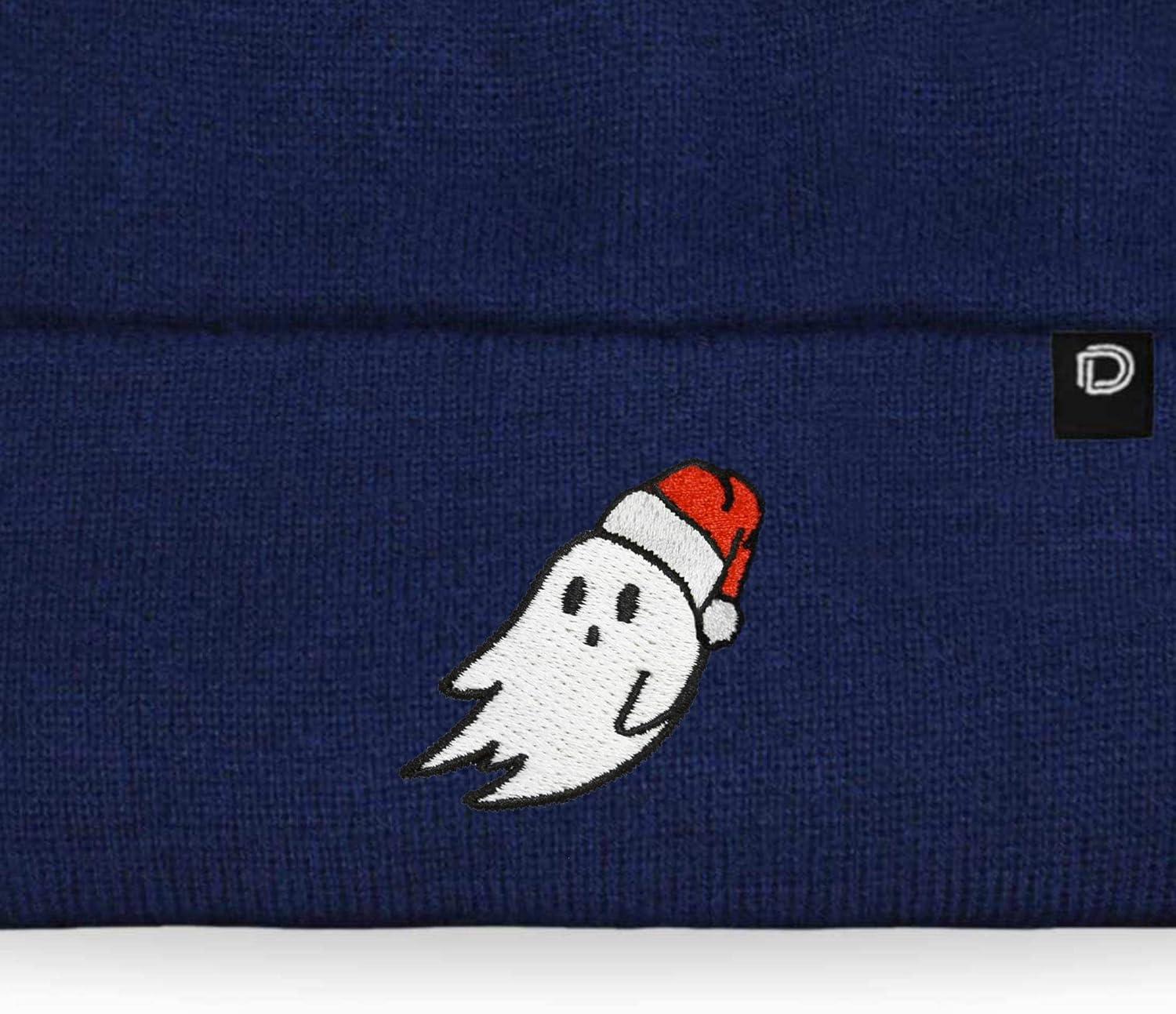 imageDALIX Embroidered Christmas Ghost Beanie Skull CapNavy Blue