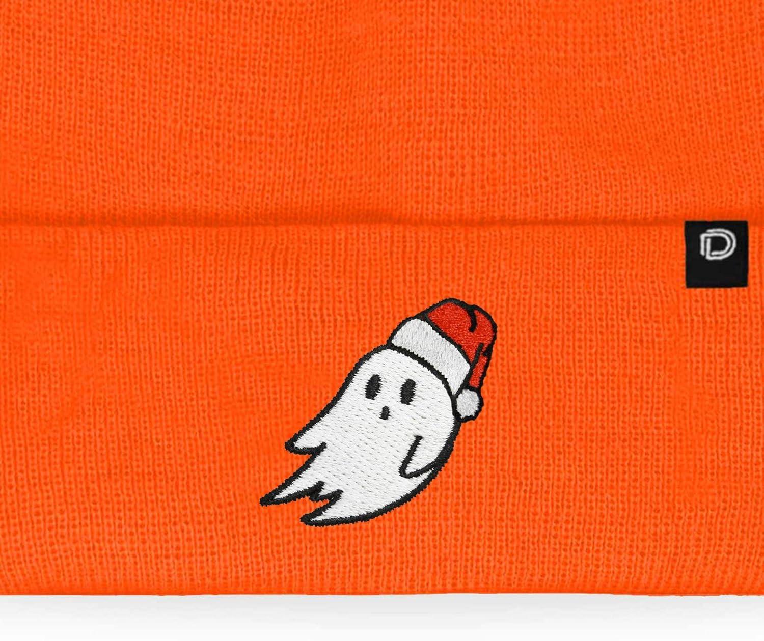 imageDALIX Embroidered Christmas Ghost Beanie Skull CapNeon Orange