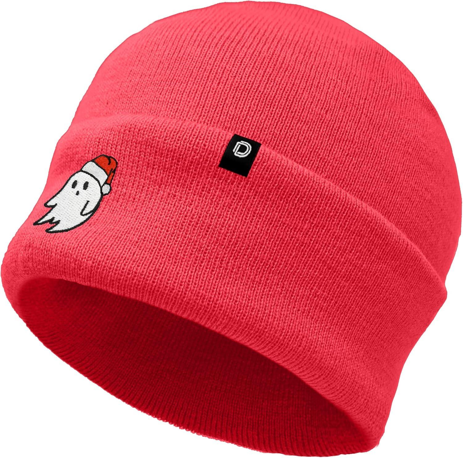 imageDALIX Embroidered Christmas Ghost Beanie Skull CapNeon Pink