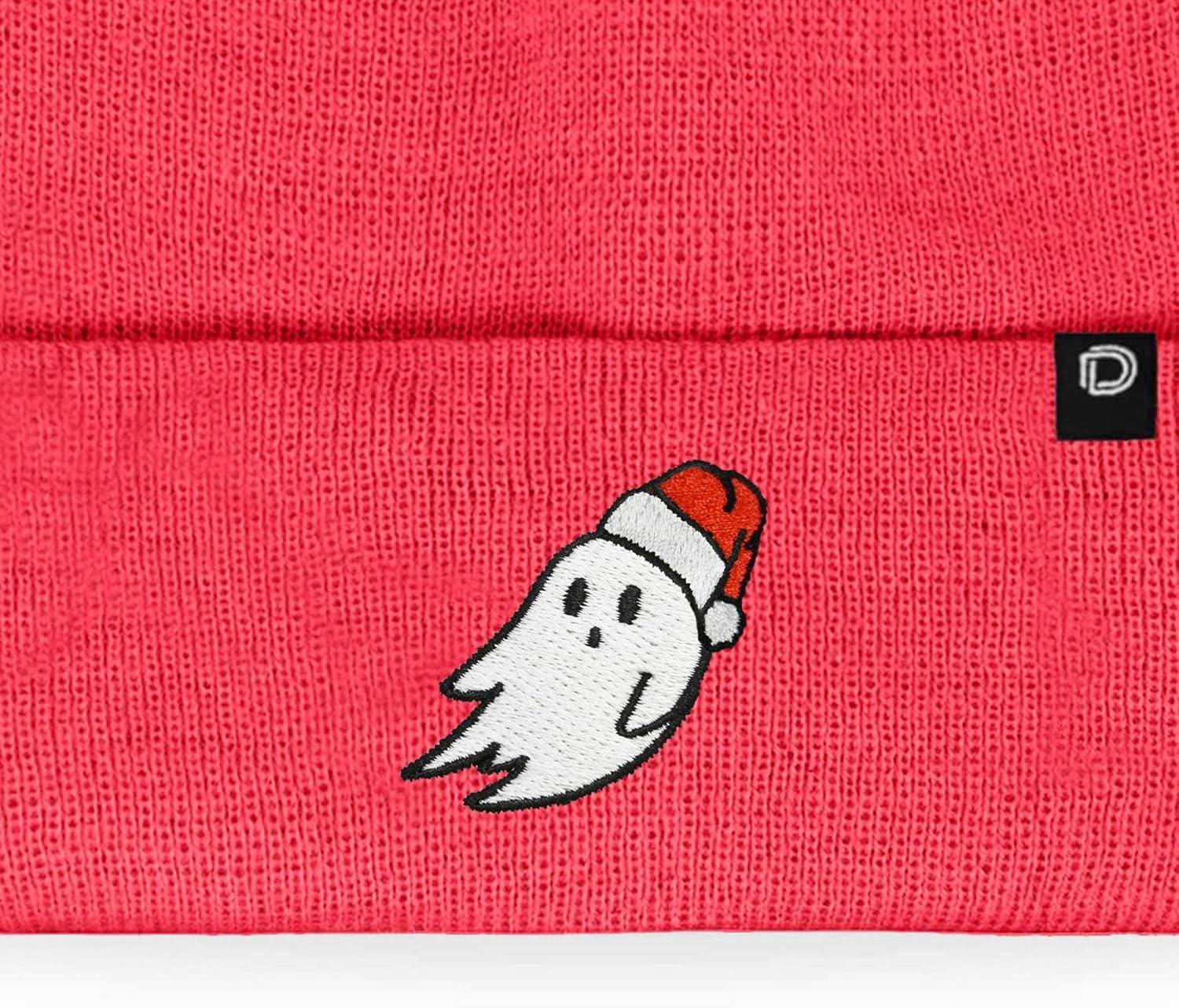 imageDALIX Embroidered Christmas Ghost Beanie Skull CapNeon Pink