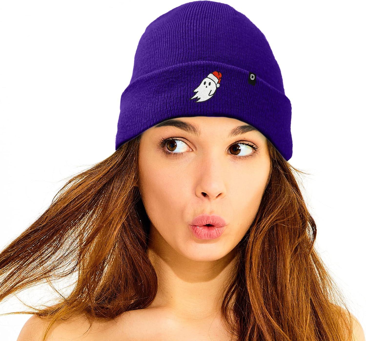 imageDALIX Embroidered Christmas Ghost Beanie Skull CapPurple